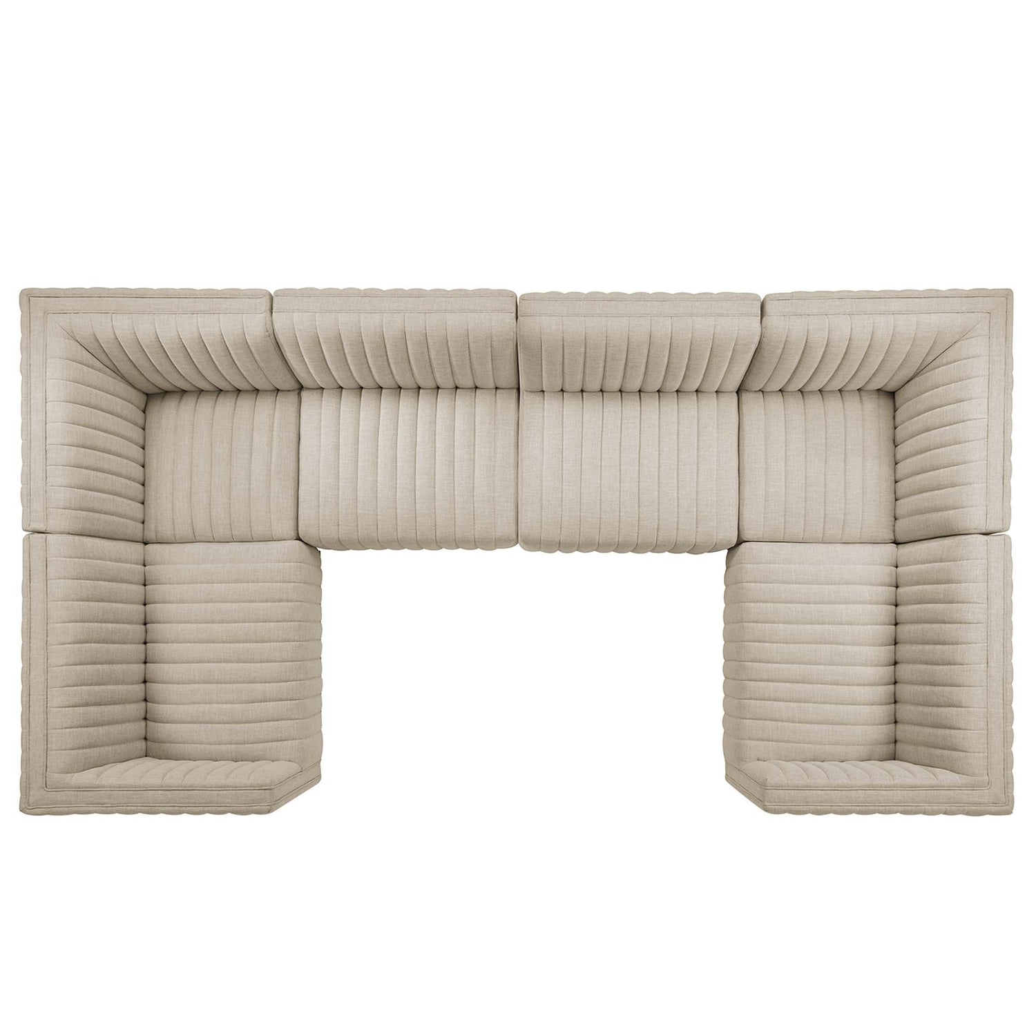 Conjure 6-Piece Channel Tufted Upholstered Fabric U-Shaped Sectional by Modway