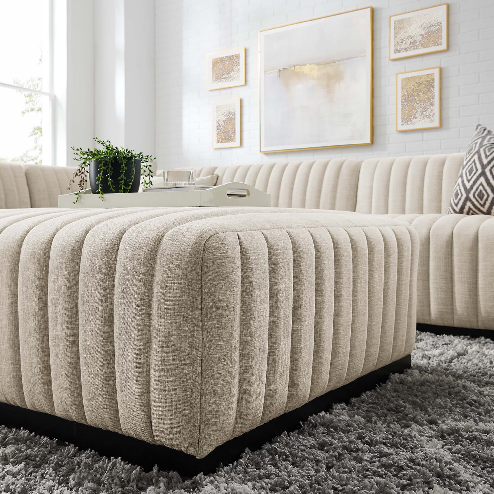 Conjure 5-Piece Channel Tufted Upholstered Fabric Sectional by Modway
