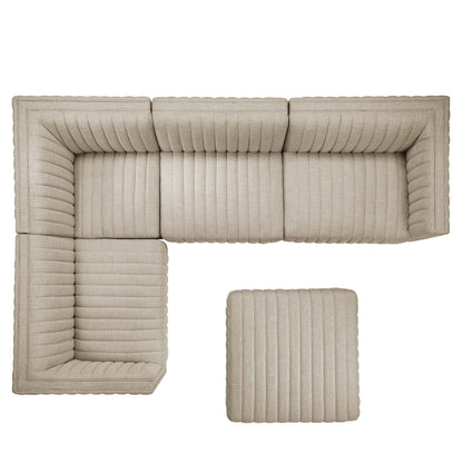 Conjure 5-Piece Channel Tufted Upholstered Fabric Sectional by Modway