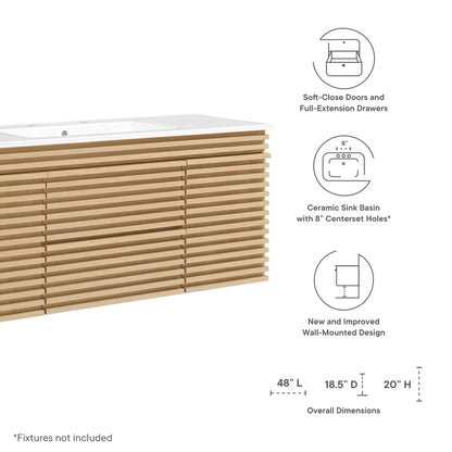 Render 48&quot; Wall-Mount Bathroom Vanity Basin Included By HouseBean