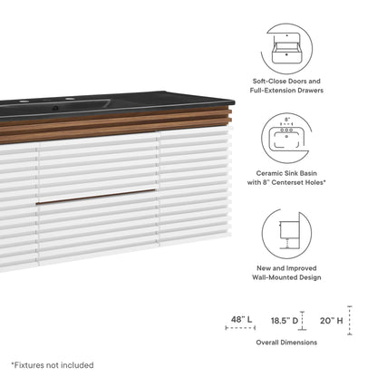 Render 48&quot; Wall-Mount Bathroom Vanity Basin Included By HouseBean