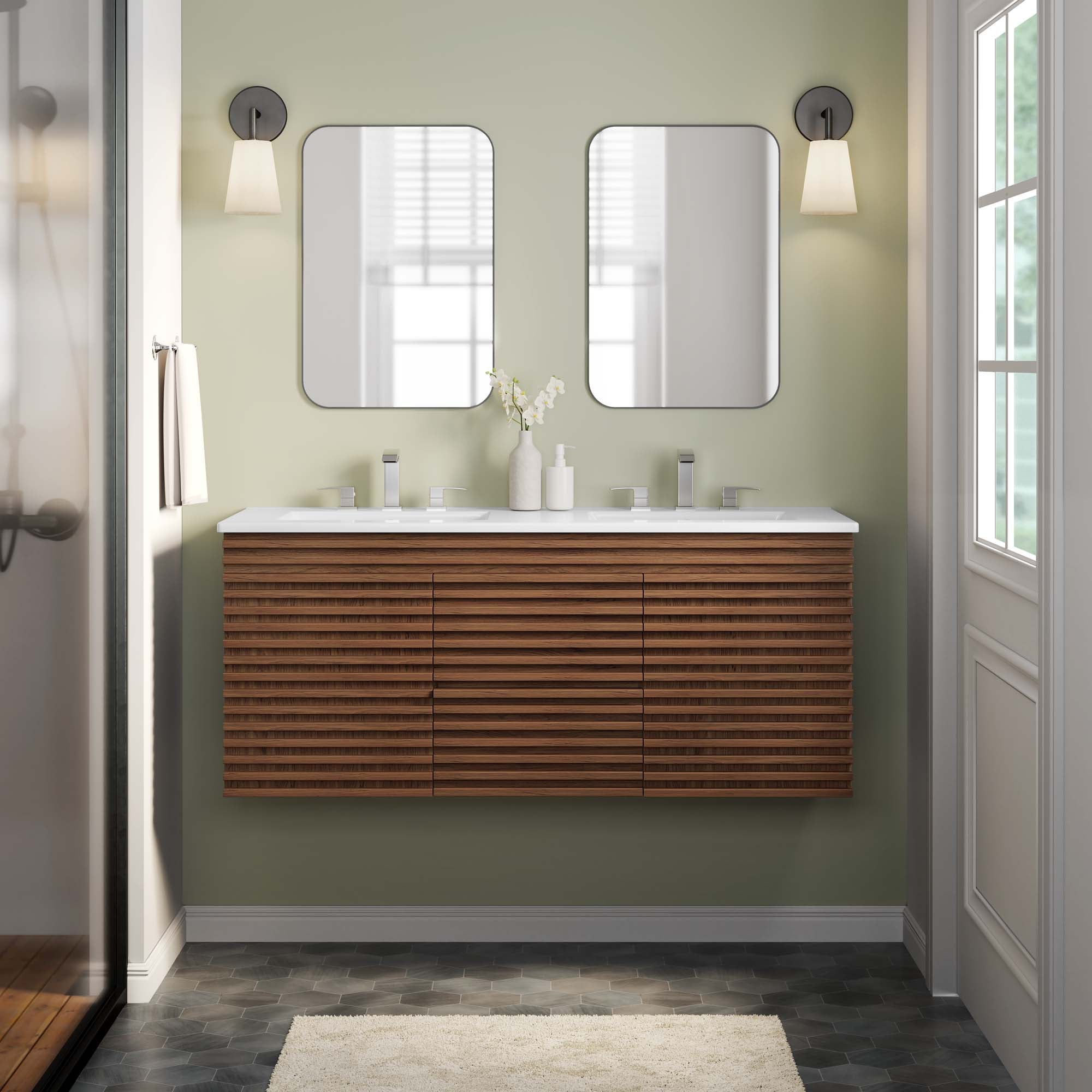 Render 48&quot; Wall-Mount Bathroom Vanity Basin Included By HouseBean