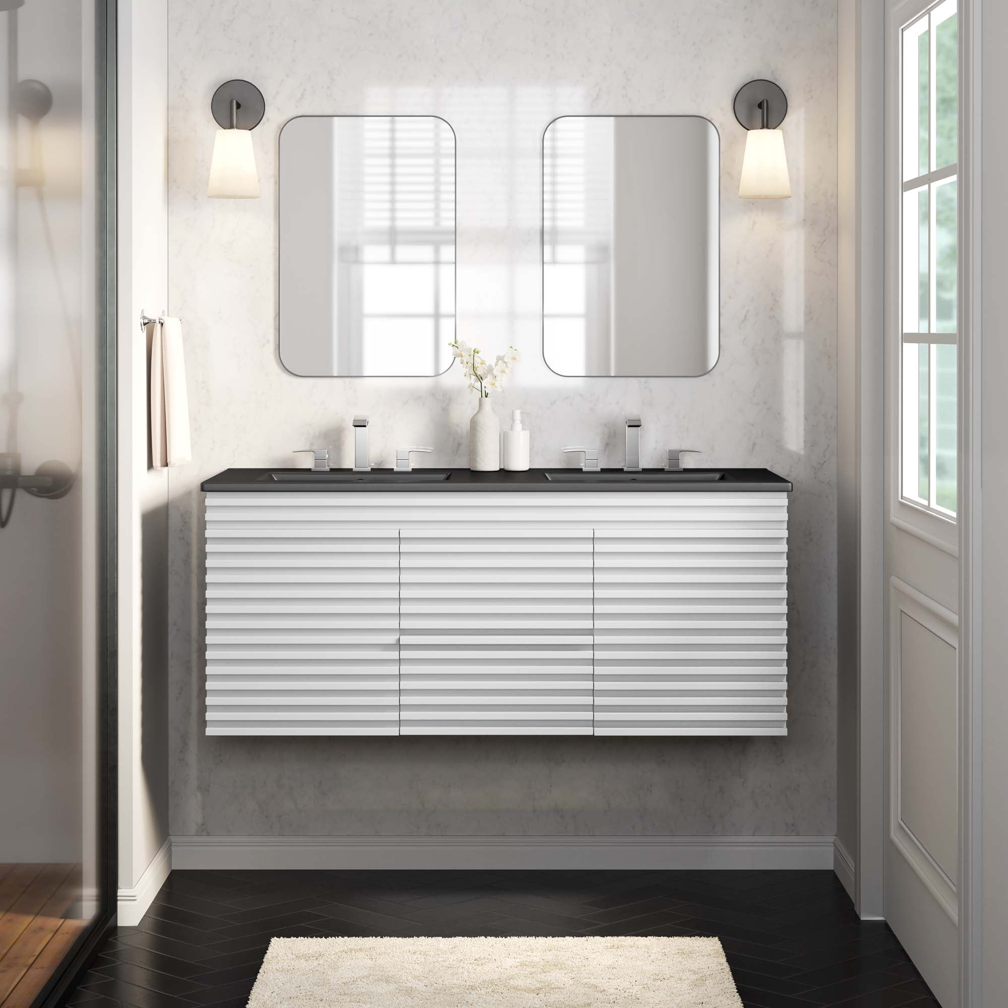 Render 48&quot; Wall-Mount Bathroom Vanity Basin Included By HouseBean