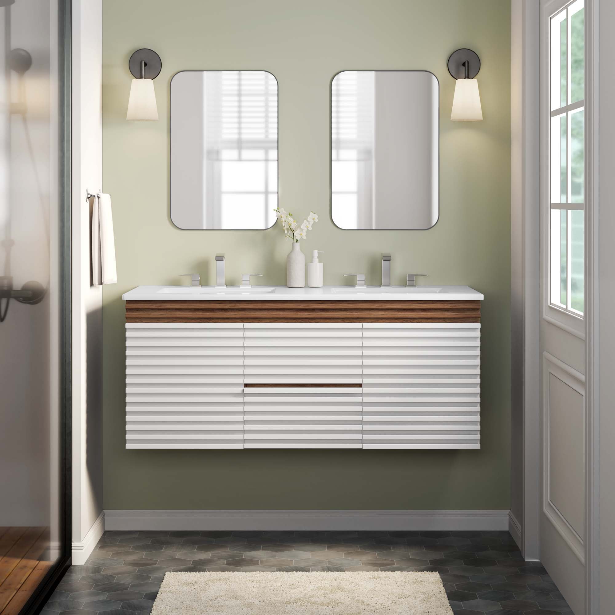 Render 48&quot; Wall-Mount Bathroom Vanity Basin Included By HouseBean