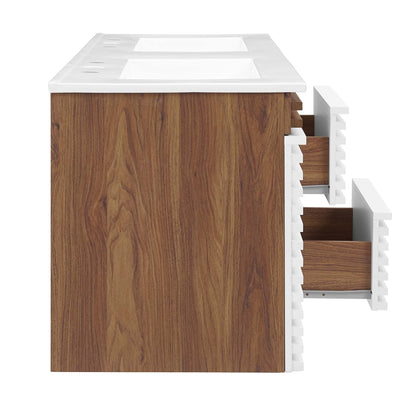 Render 48&quot; Wall-Mount Bathroom Vanity Basin Included By HouseBean