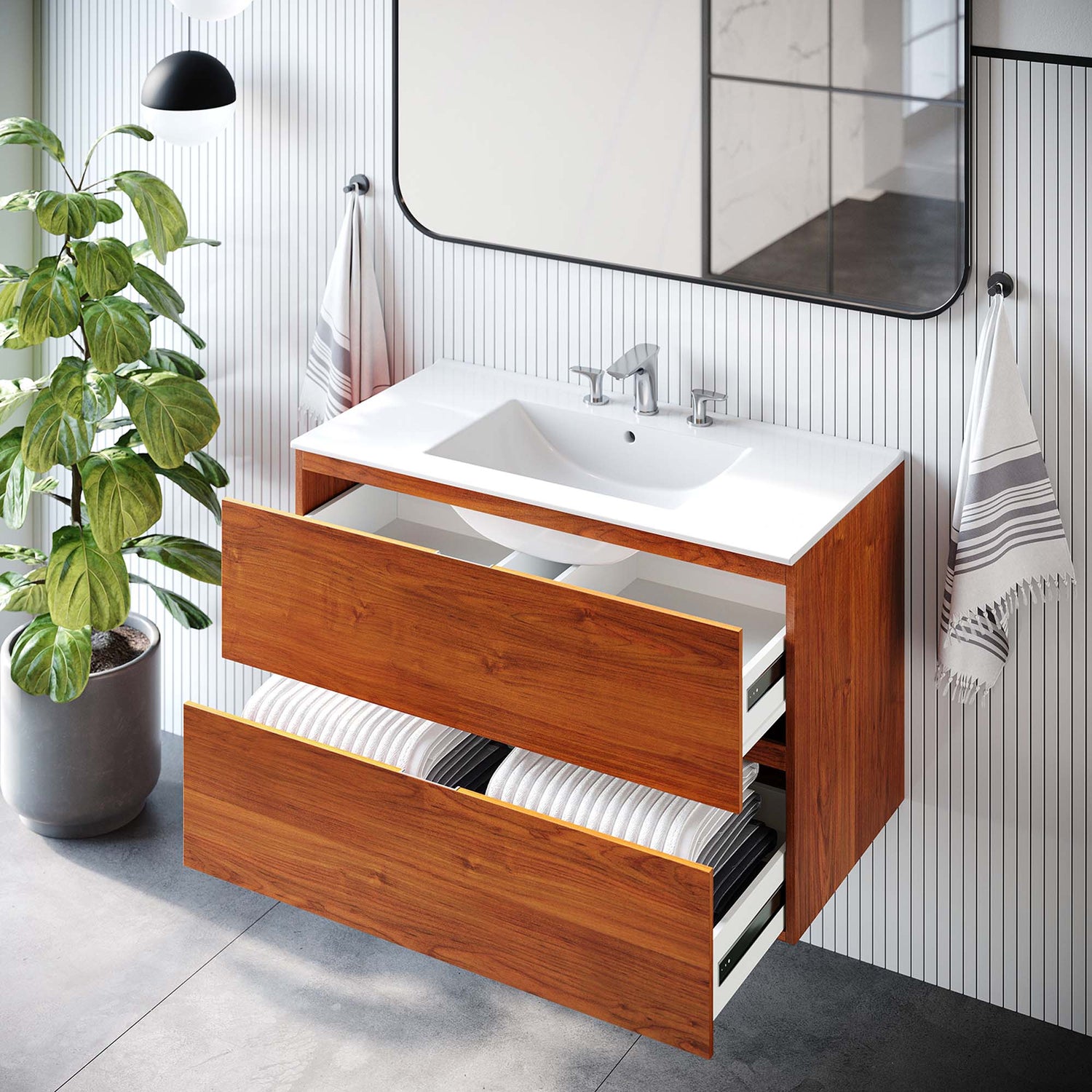 Scenic Wall-Mount Bathroom Vanity Basin Included by Modway