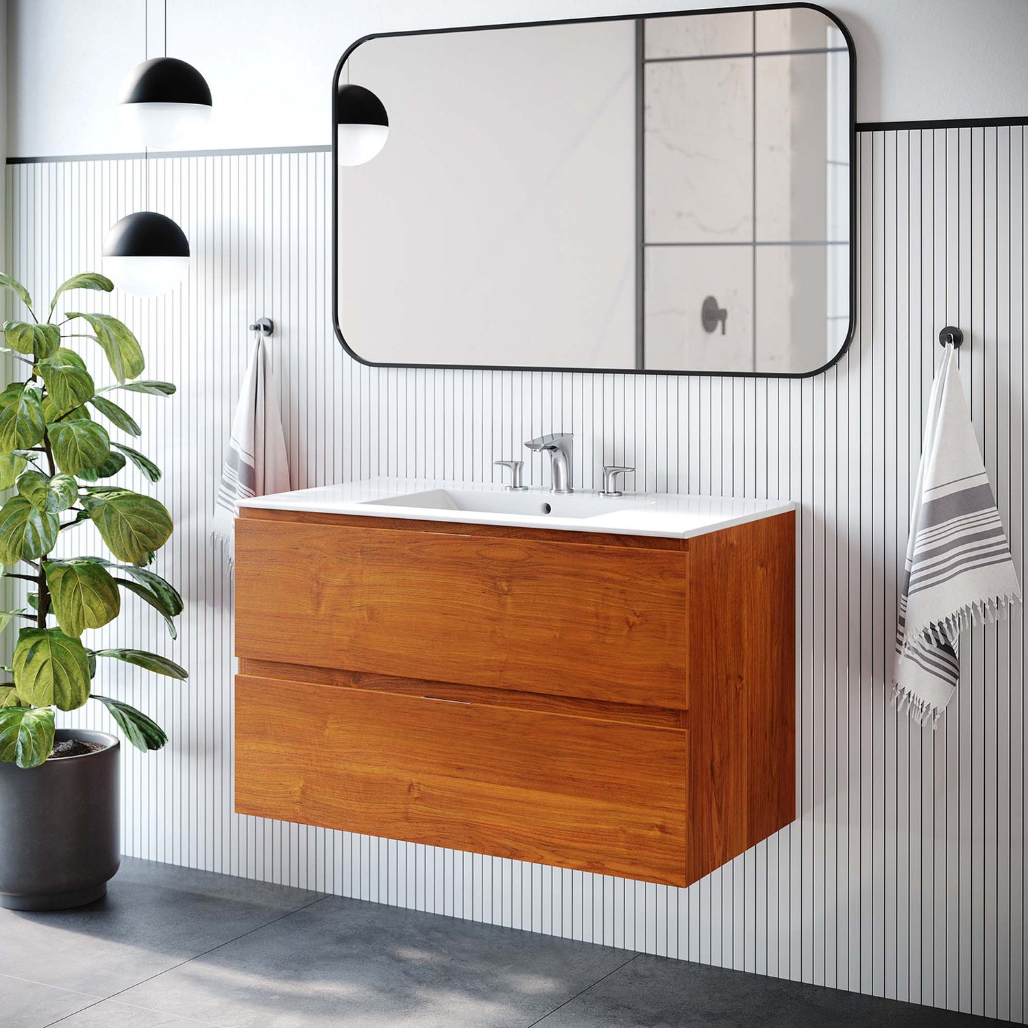 Scenic Wall-Mount Bathroom Vanity Basin Included by Modway