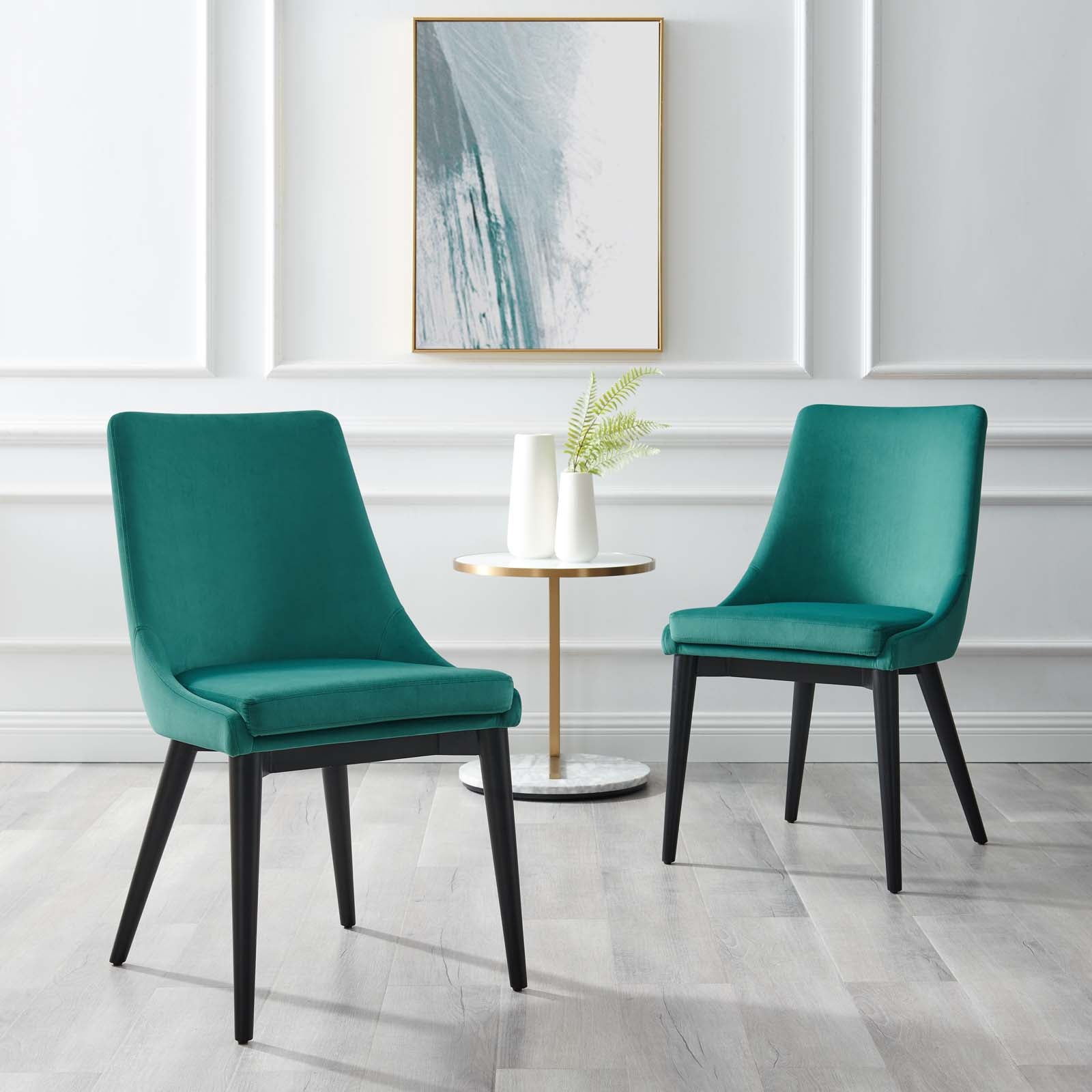 Viscount Accent Performance Velvet Dining Chairs - Set of 2 By HouseBean