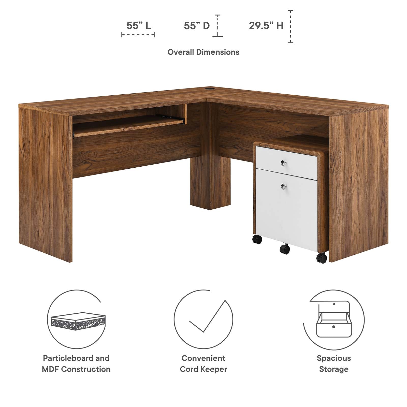 Transmit Wood Desk and File Cabinet Set By HouseBean