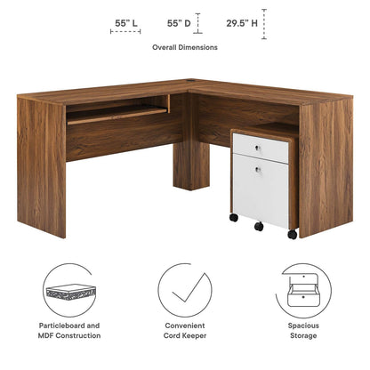 Transmit Wood Desk and File Cabinet Set By HouseBean