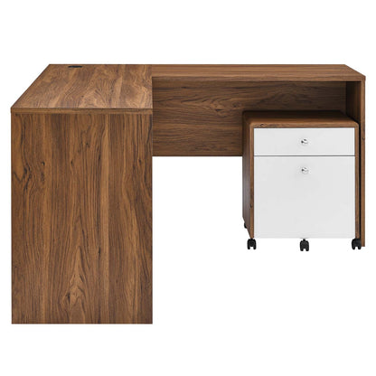 Transmit Wood Desk and File Cabinet Set By HouseBean