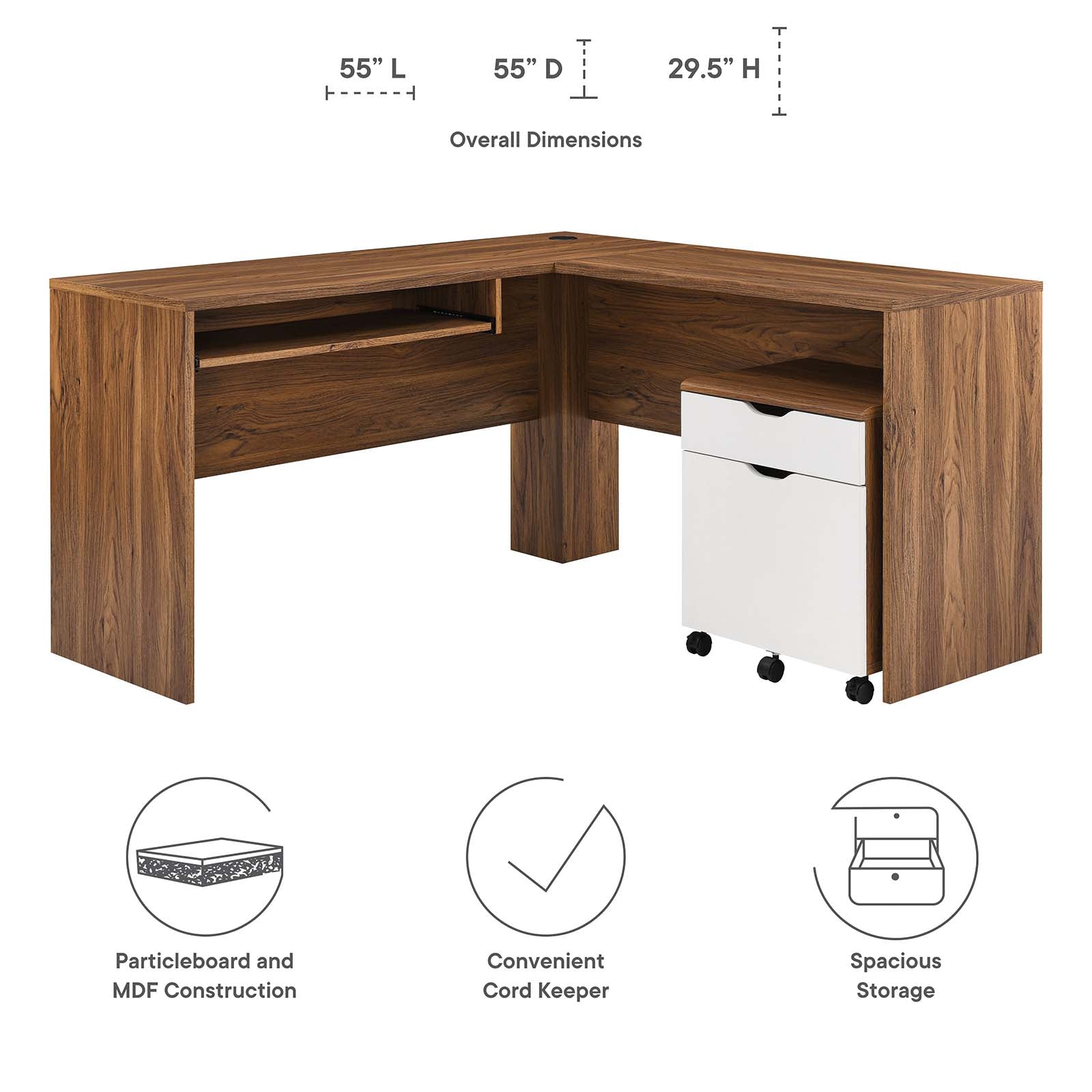 Envision Wood Desk and File Cabinet Set By HouseBean