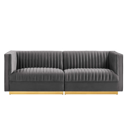 Sanguine Channel Tufted Performance Velvet 	Modular Sectional Sofa Loveseat by Modway