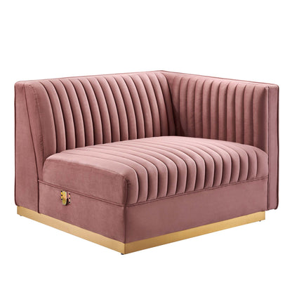 Sanguine Channel Tufted Performance Velvet 3-Seat Modular Sectional Sofa by Modway