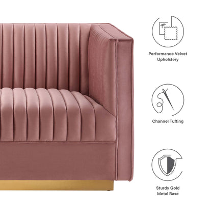 Sanguine Channel Tufted Performance Velvet 3-Seat Modular Sectional Sofa by Modway