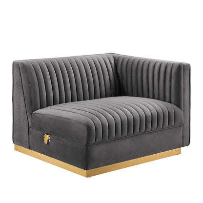 Sanguine Channel Tufted Performance Velvet 3-Seat Modular Sectional Sofa by Modway