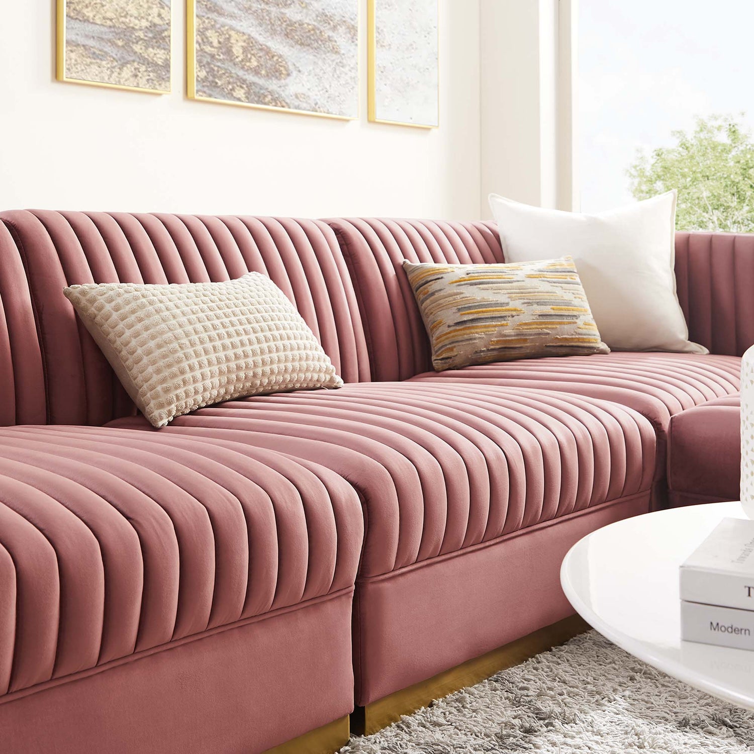 Sanguine Channel Tufted Performance Velvet 4-Piece Modular Sectional Sofa by Modway