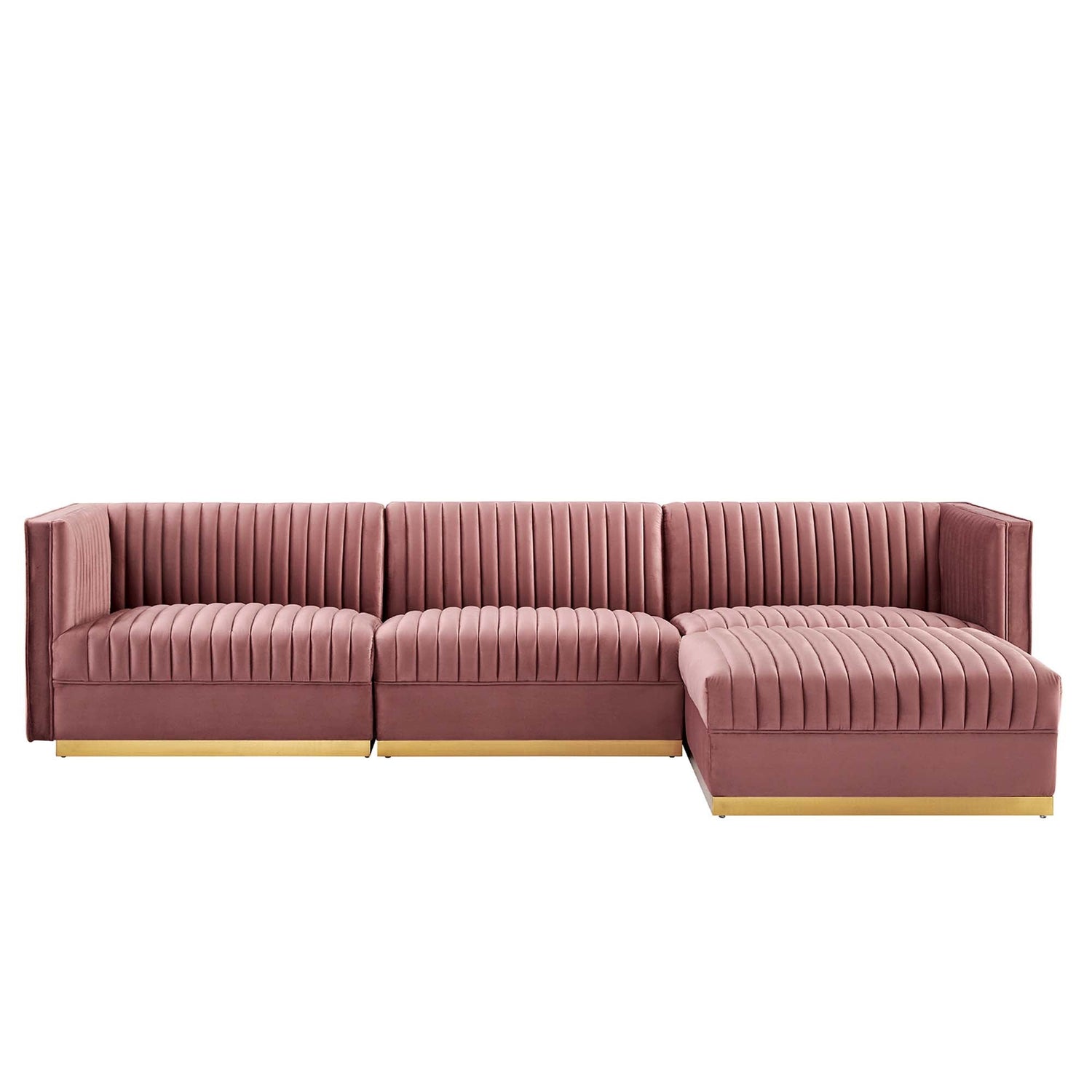 Sanguine Channel Tufted Performance Velvet 4-Piece Modular Sectional Sofa by Modway