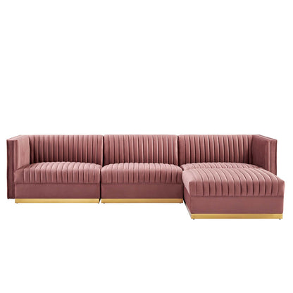 Sanguine Channel Tufted Performance Velvet 4-Piece Modular Sectional Sofa by Modway