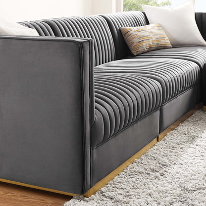Sanguine Channel Tufted Performance Velvet 4-Piece Modular Sectional Sofa by Modway