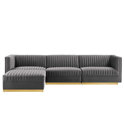 Sanguine Channel Tufted Performance Velvet 4-Piece Modular Sectional Sofa by Modway