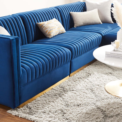 Sanguine Channel Tufted Performance Velvet 4-Piece Modular Sectional Sofa by Modway