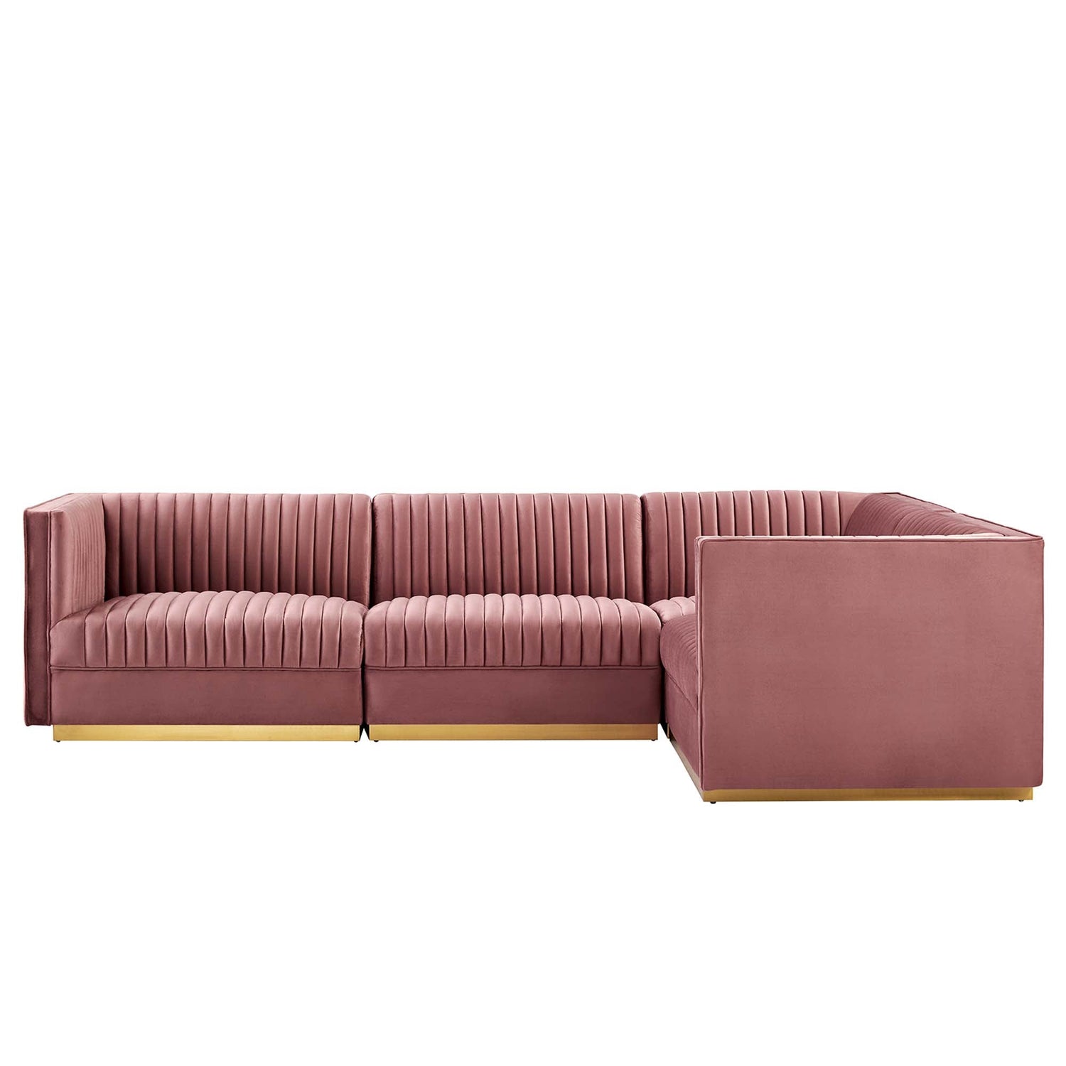 Sanguine Channel Tufted Performance Velvet 4-Piece Right-Facing Modular Sectional Sofa by Modway