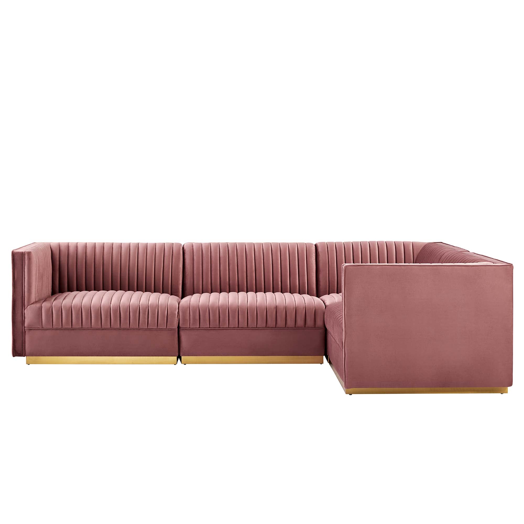 Sanguine Channel Tufted Performance Velvet 4-Piece Right-Facing Modular Sectional Sofa by Modway
