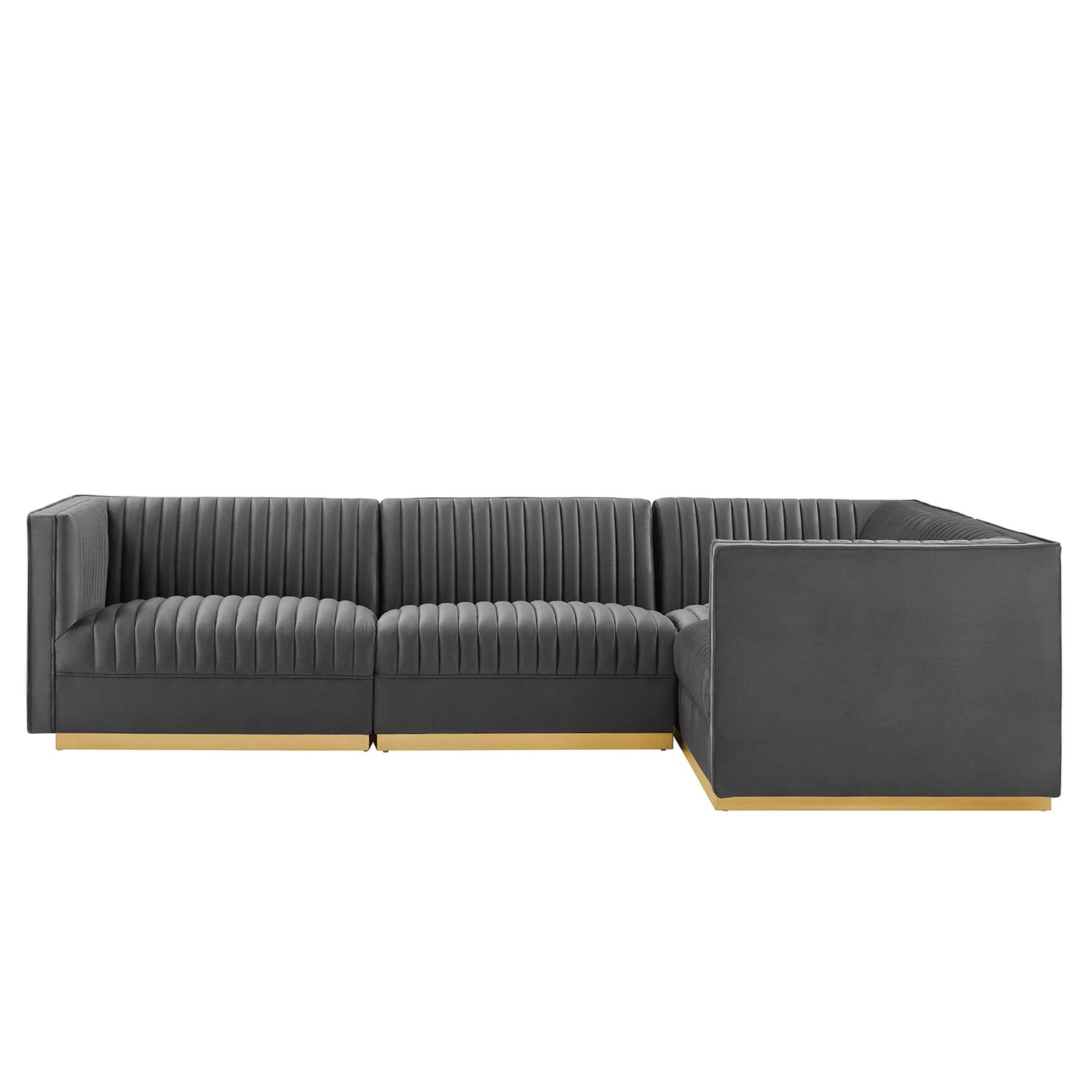 Sanguine Channel Tufted Performance Velvet 4-Piece Right-Facing Modular Sectional Sofa by Modway