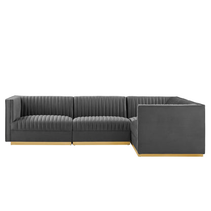 Sanguine Channel Tufted Performance Velvet 4-Piece Right-Facing Modular Sectional Sofa by Modway