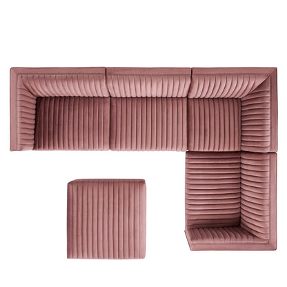 Sanguine Channel Tufted Performance Velvet 5-Piece Right-Facing Modular Sectional Sofa by Modway