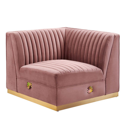 Sanguine Channel Tufted Performance Velvet 5-Piece Right-Facing Modular Sectional Sofa by Modway