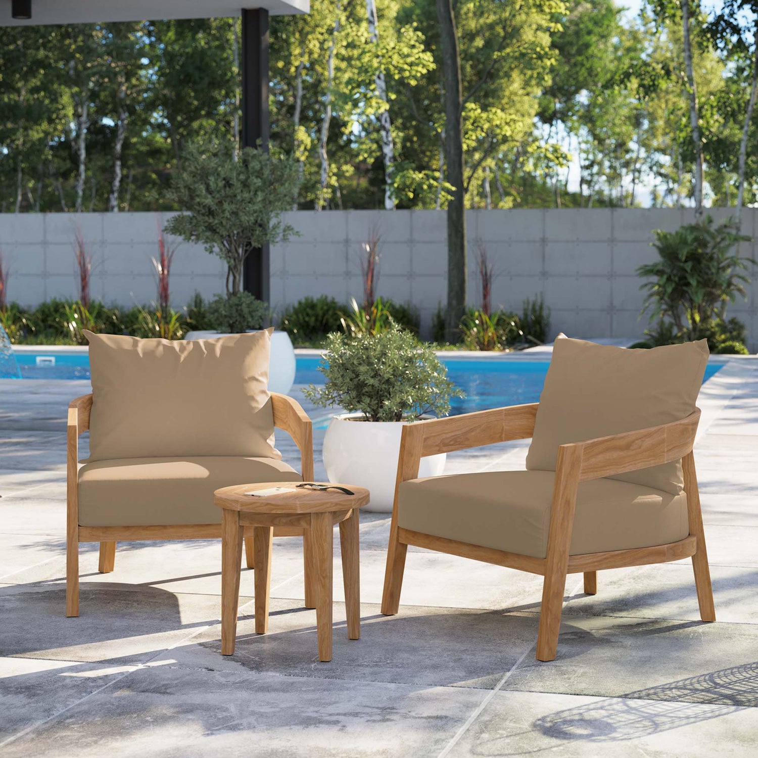 Brisbane 3-Piece Teak Wood Outdoor Patio Set by Modway