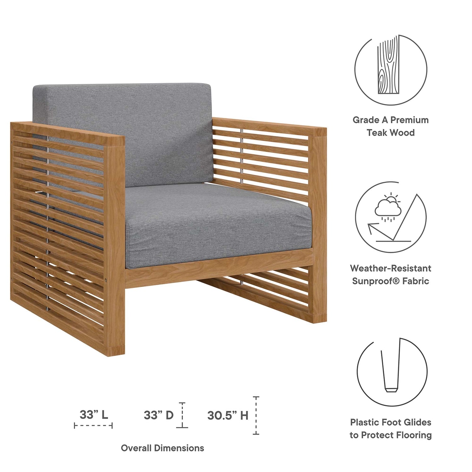 Carlsbad 	3-Piece Teak Wood Outdoor Patio Outdoor Patio Set by Modway