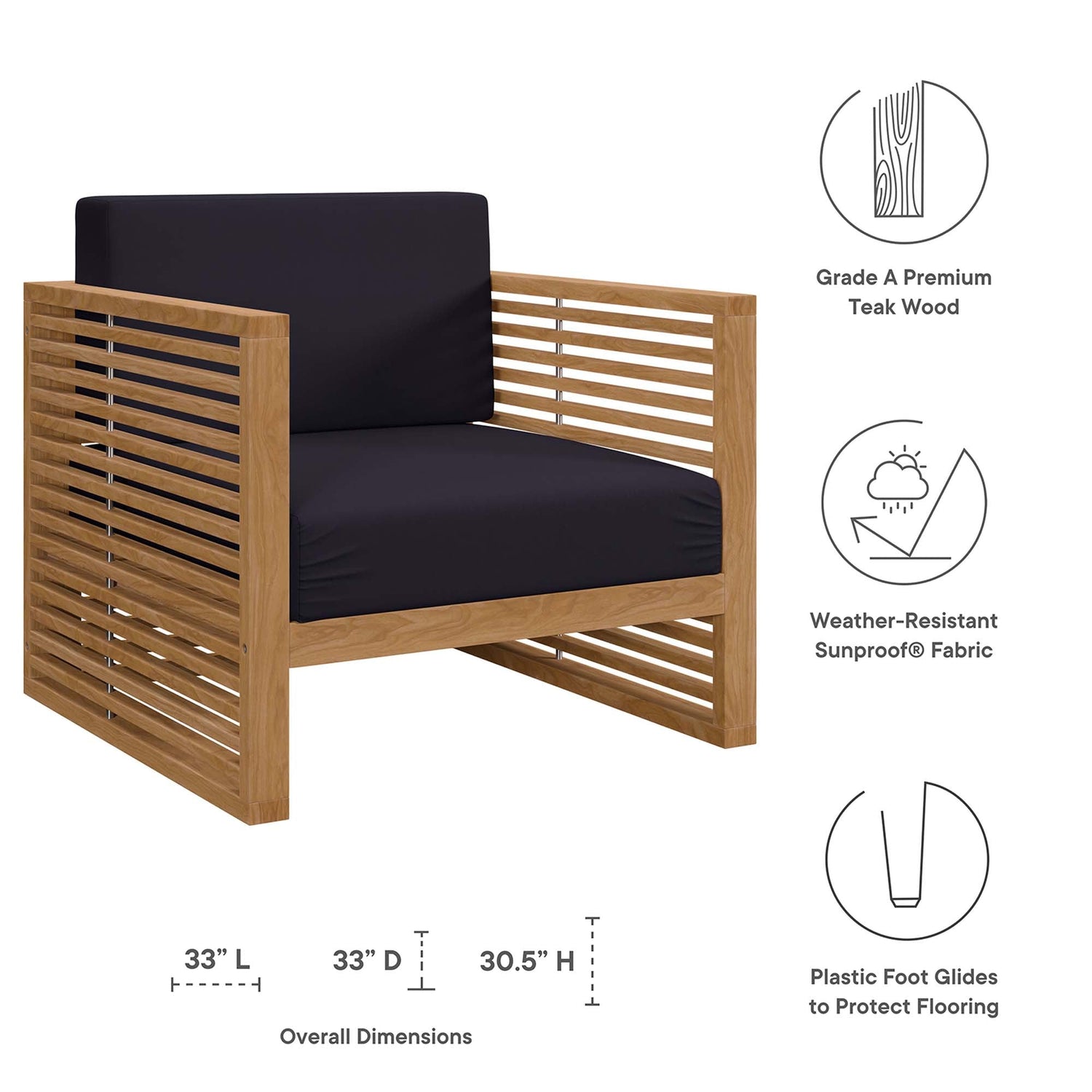 Carlsbad 	3-Piece Teak Wood Outdoor Patio Outdoor Patio Set by Modway