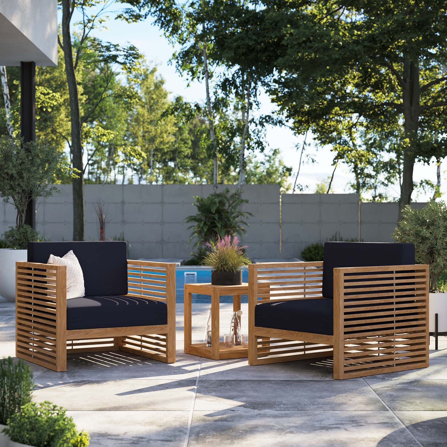 Carlsbad 	3-Piece Teak Wood Outdoor Patio Outdoor Patio Set by Modway