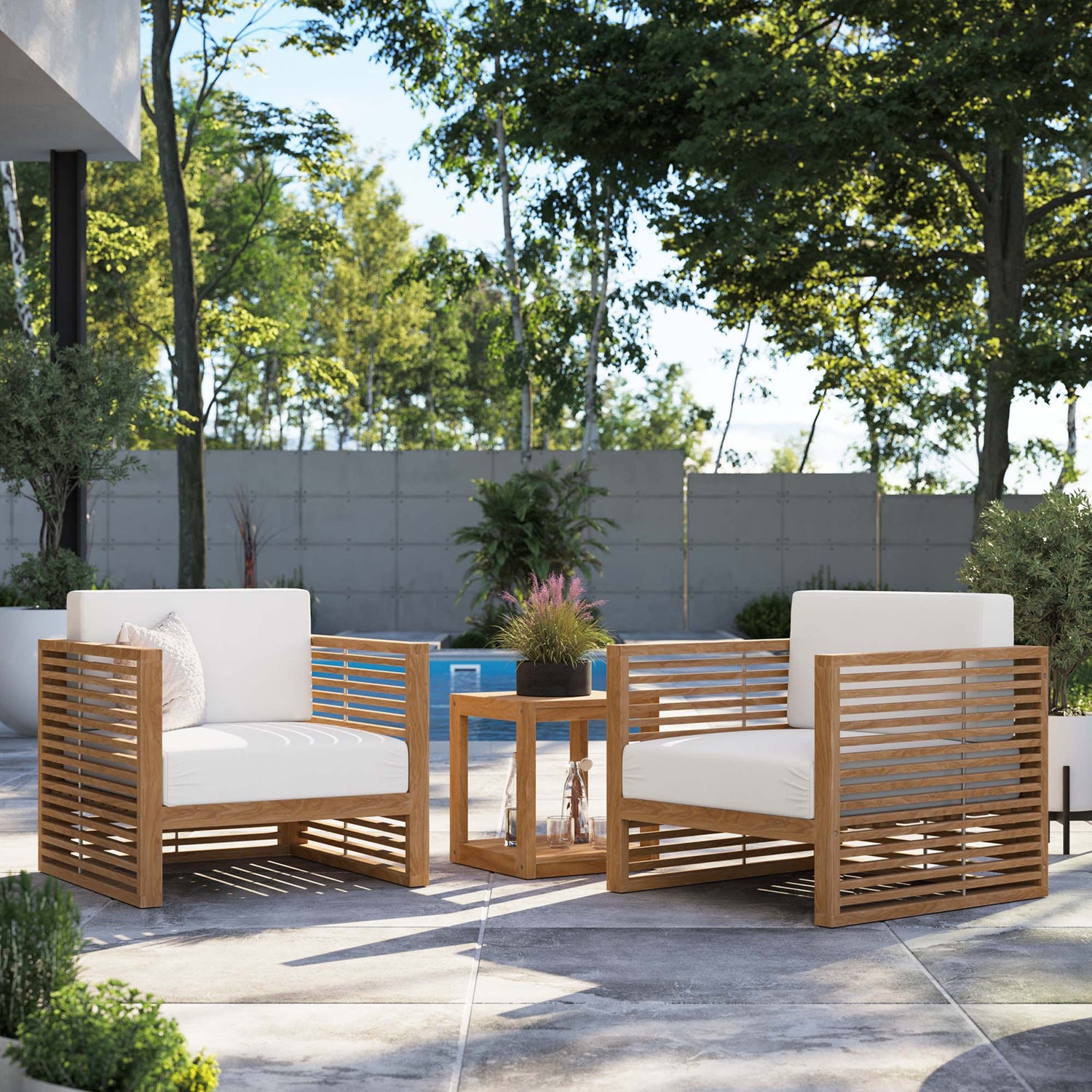 Carlsbad 	3-Piece Teak Wood Outdoor Patio Outdoor Patio Set by Modway