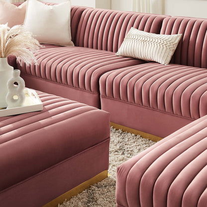 Sanguine 7-Piece Channel Tufted Performance Velvet Left-Facing Modular Sectional Sofa by Modway