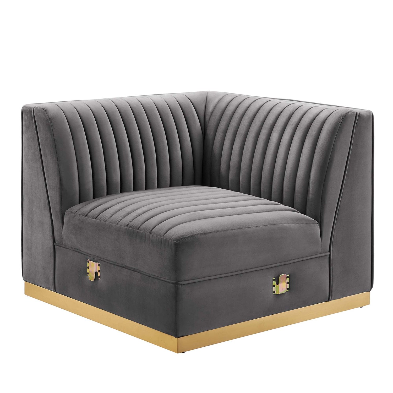 Sanguine 7-Piece Channel Tufted Performance Velvet Left-Facing Modular Sectional Sofa by Modway