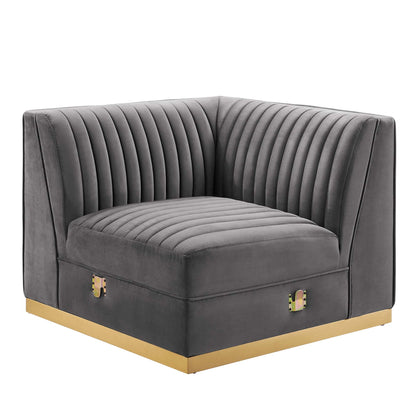 Sanguine 7-Piece Channel Tufted Performance Velvet Left-Facing Modular Sectional Sofa by Modway
