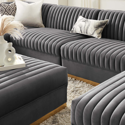Sanguine 7-Piece Channel Tufted Performance Velvet Left-Facing Modular Sectional Sofa by Modway