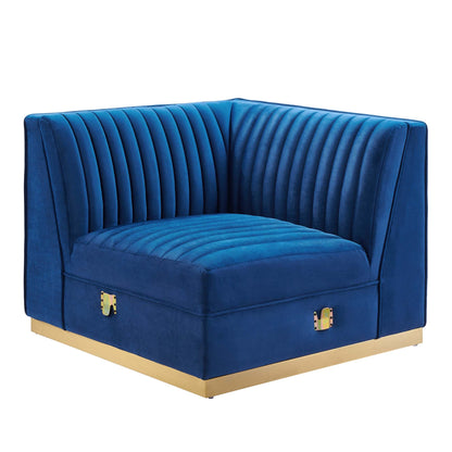 Sanguine 7-Piece Channel Tufted Performance Velvet Left-Facing Modular Sectional Sofa by Modway