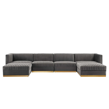 Sanguine Channel Tufted Performance Velvet 6-Piece Modular Sectional Sofa by Modway