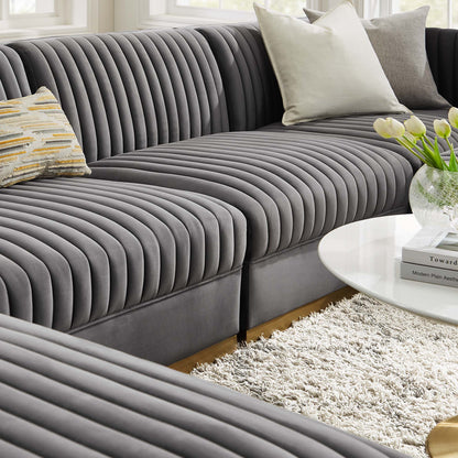 Sanguine Channel Tufted Performance Velvet 6-Piece Modular Sectional Sofa by Modway