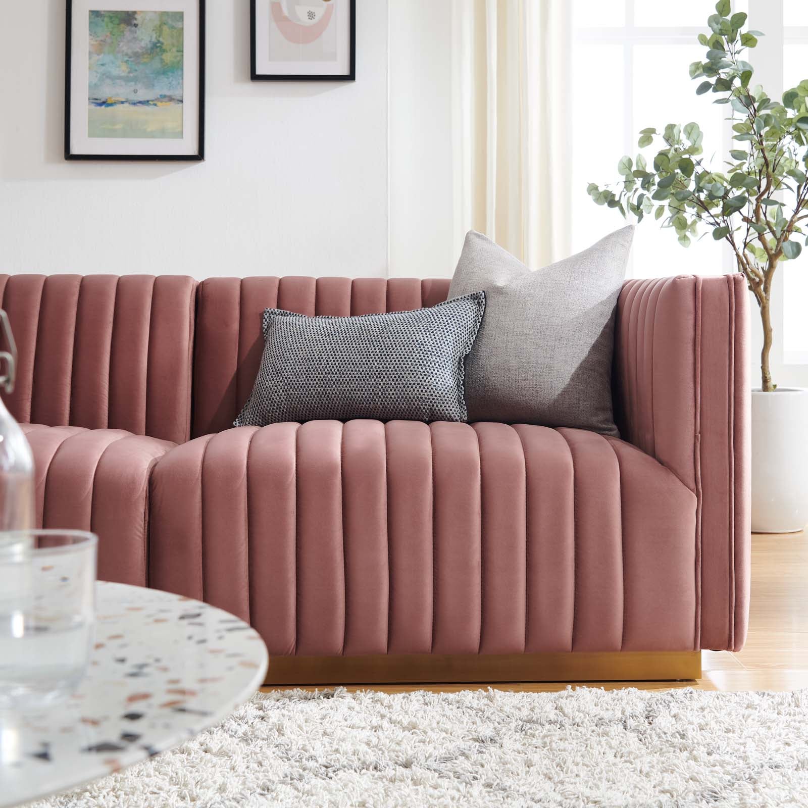 Conjure Channel Tufted Performance Velvet Loveseat By HouseBean