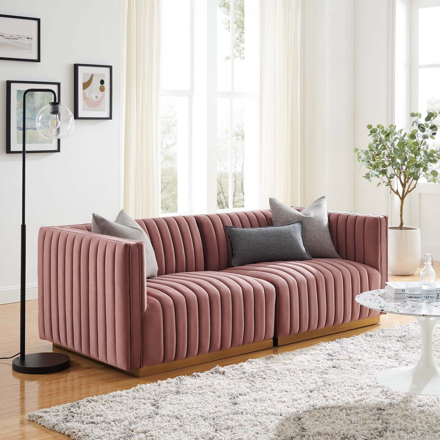 Conjure Channel Tufted Performance Velvet Loveseat By HouseBean