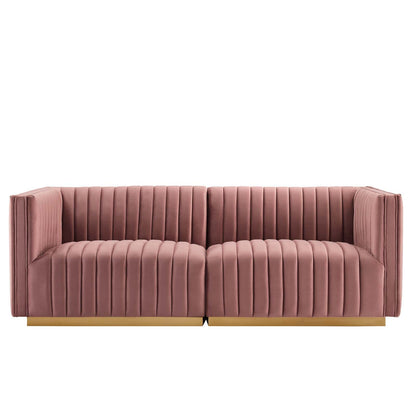 Conjure Channel Tufted Performance Velvet Loveseat By HouseBean