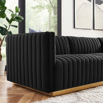 Conjure 4-Piece Channel Tufted Performance Velvet Sectional by Modway