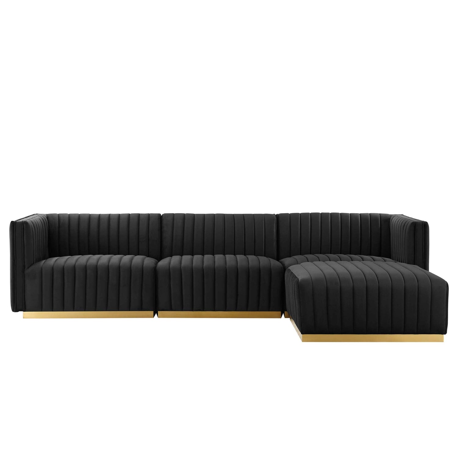 Conjure 4-Piece Channel Tufted Performance Velvet Sectional by Modway
