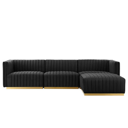 Conjure 4-Piece Channel Tufted Performance Velvet Sectional by Modway